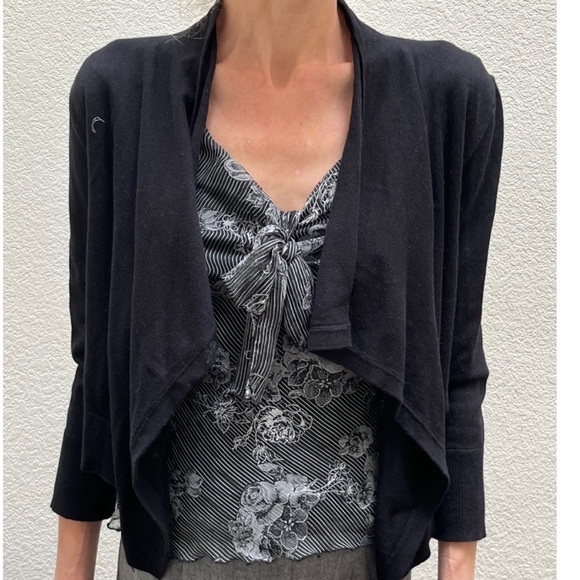 Michael Michael Kors | open front cropped black cardigan - Picture 4 of 10